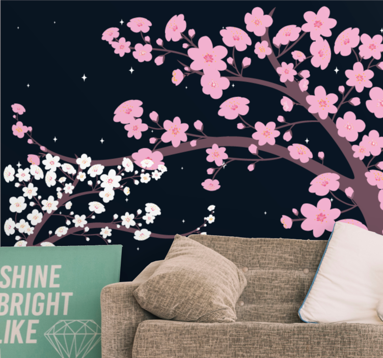 Flower wall mural cherry blossom branches - TenStickers