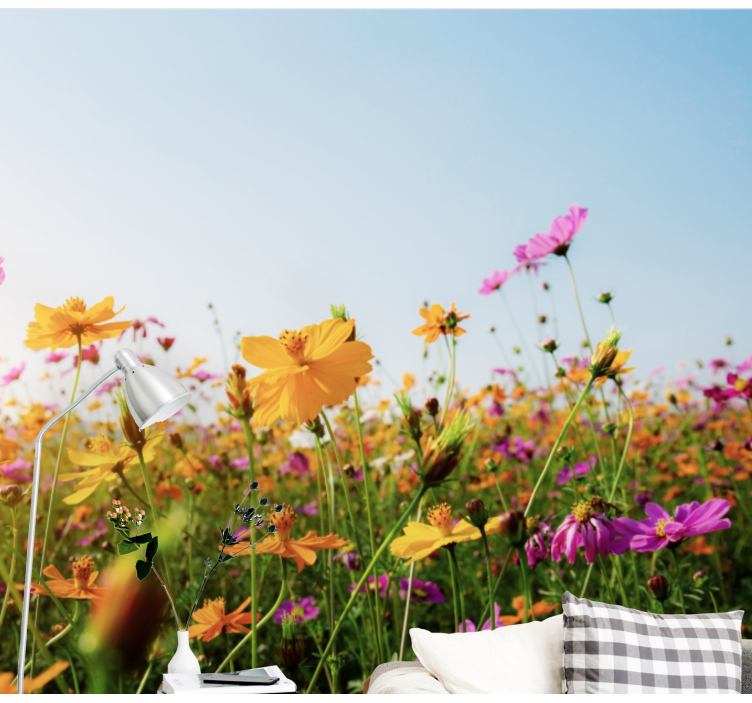 Flower wall mural colorful blooming flowers - TenStickers