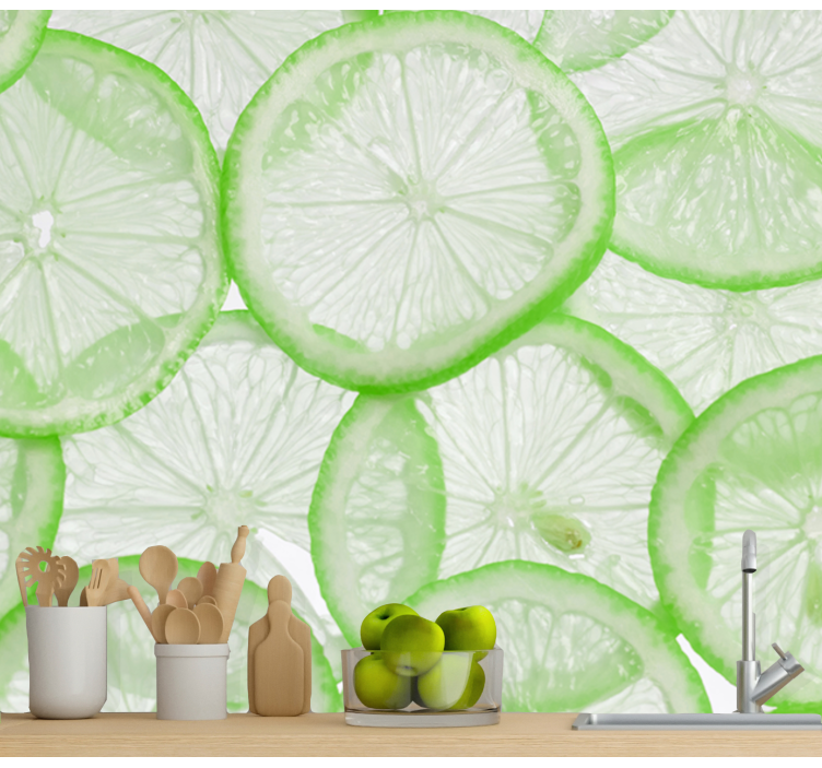 Flower wall mural fresh lime slices design - TenStickers