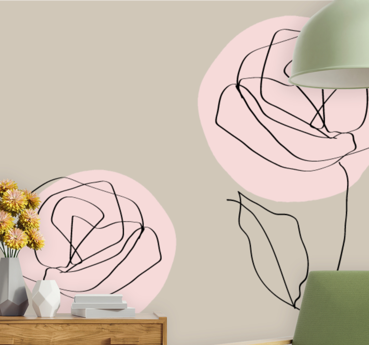 Flower wall mural line art roses - TenStickers