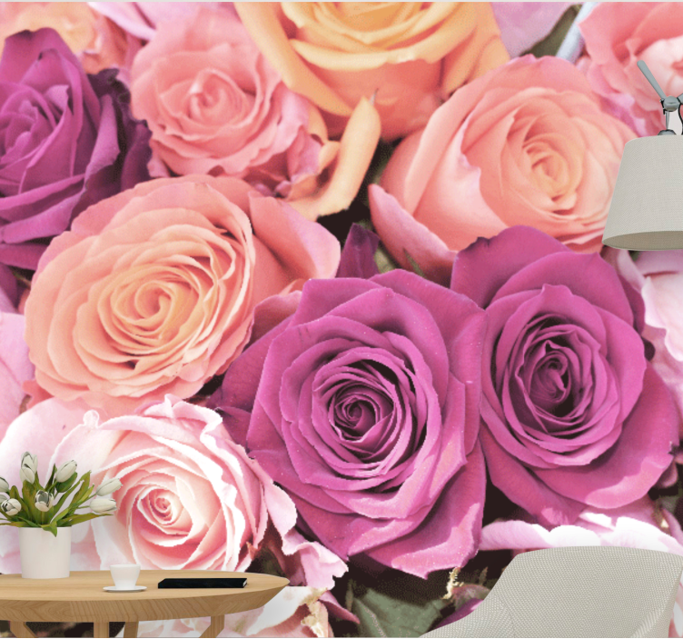 Flower wall mural rose bouquet closeup - TenStickers