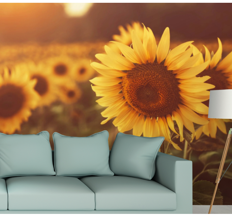 Flower wall mural sunflower fields - TenStickers