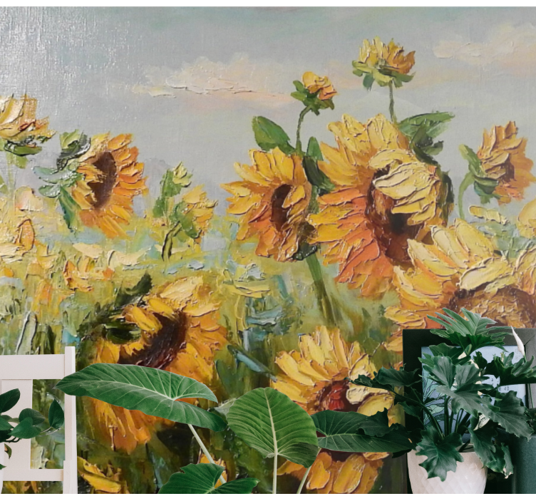 Flower wall mural sunflower meadow bloom - TenStickers