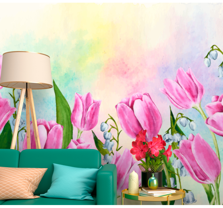 Flower wall mural tulip blossom design - TenStickers