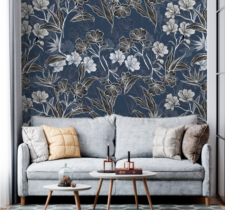 Flower wall mural with graceful floral design - TenStickers
