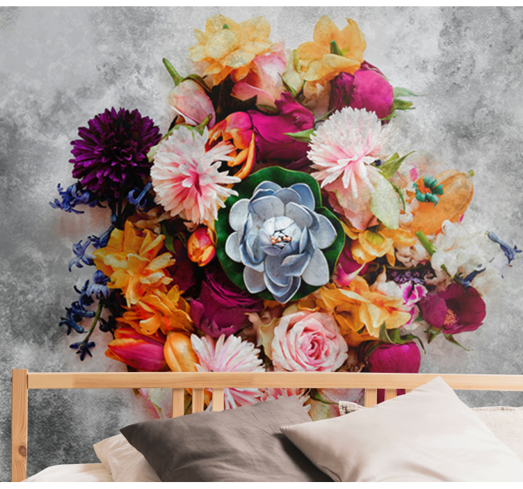 Flowers in glass vase wall mural - TenStickers