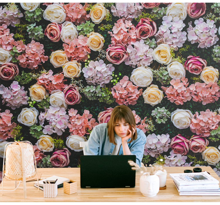 Flowers vintage style wall mural - TenStickers