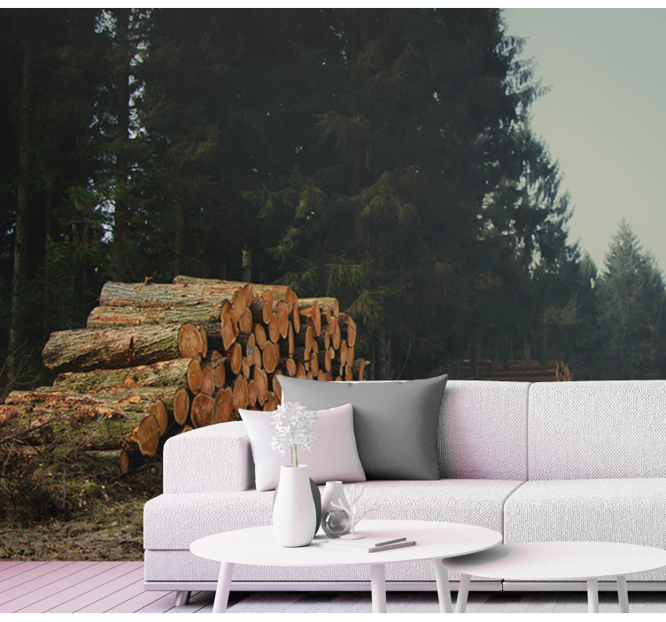 Forest logs pile Wall Mural - TenStickers