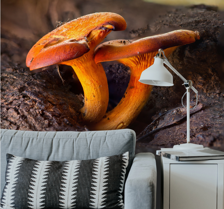 Forest wall mural mushroom nature scene - TenStickers