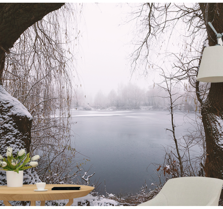 Frozen Lake View wall mural mountain - TenStickers