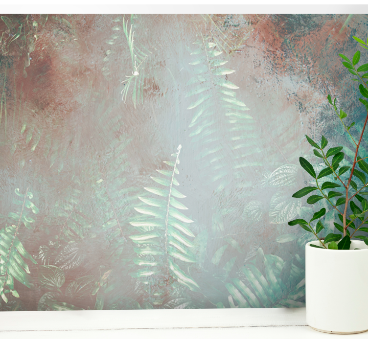 Gentle Fern Pattern wall mural entrance - TenStickers
