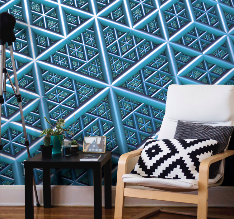 Geometric 3d wall mural with triangles 3D - TenStickers
