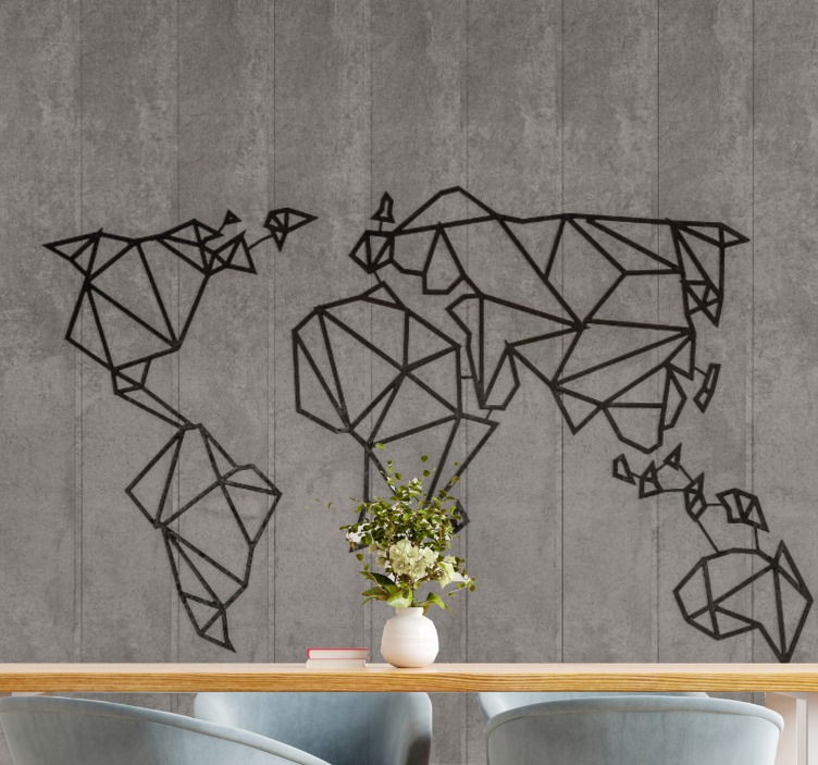 Gray and black world map 3D Wall Mural - TenStickers
