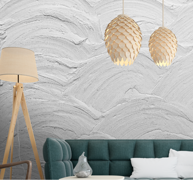 "Gray Japandi" wavy cement  vintage wall mural - TenStickers