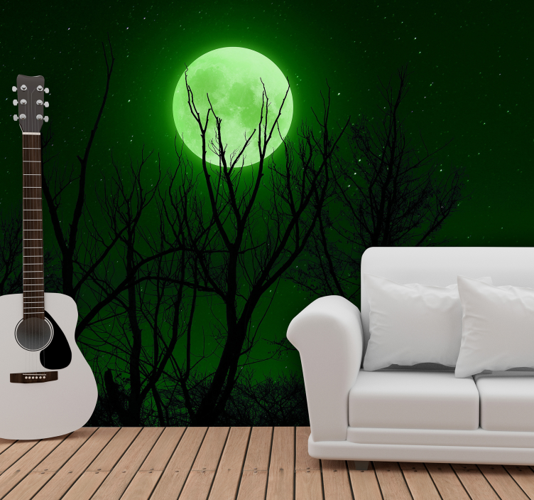 Green Moon nature wall mural - TenStickers