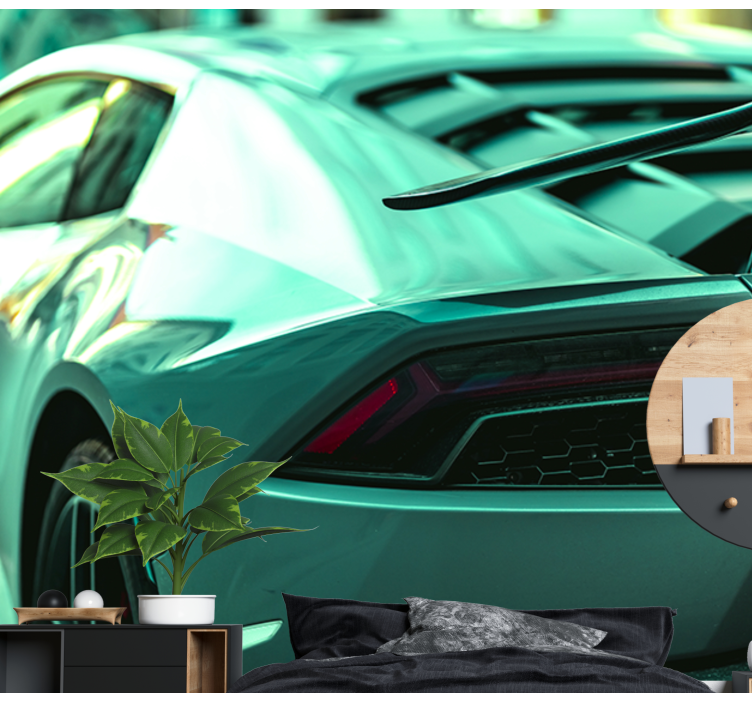 Green sports car wall mural - TenStickers