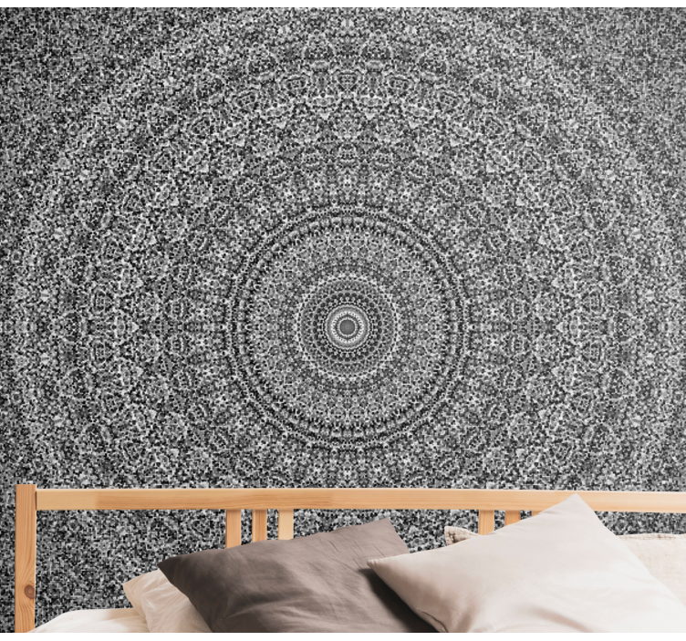 Greyscale classic Mandala Wall Mural - TenStickers