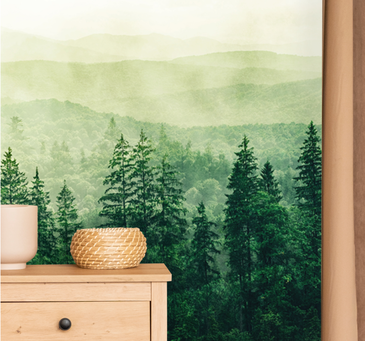 Hill treetop green Forest Wall Mural - TenStickers