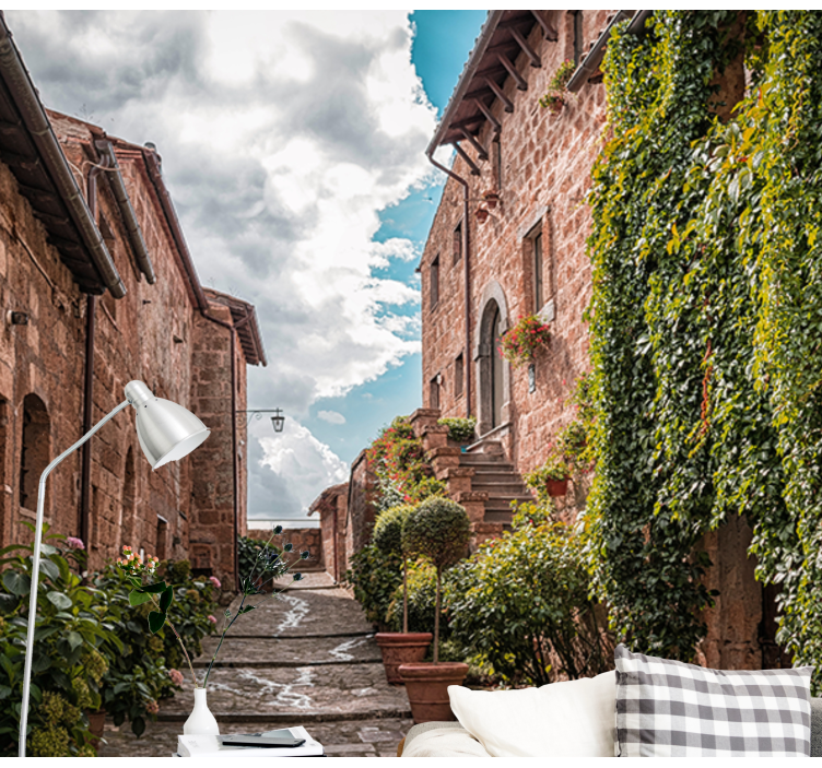 Ivy-covered house living room wall mural - TenStickers