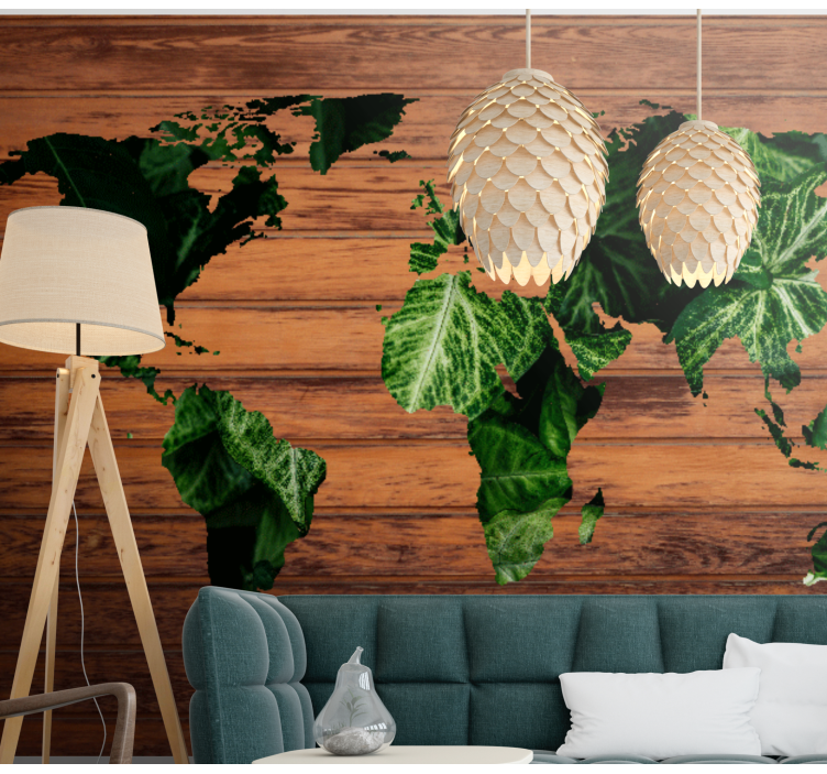 Jungle and wood world map world map mural - TenStickers