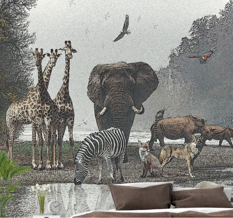 Jungle Wild animals Forest Wall Mural - TenStickers