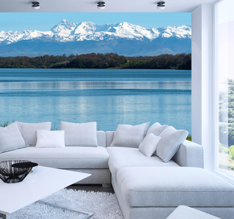 Lake in the Pyrenees Mountain wall mural - TenStickers