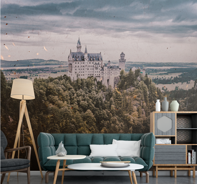 Landscape wall mural castle in the mountains - TenStickers