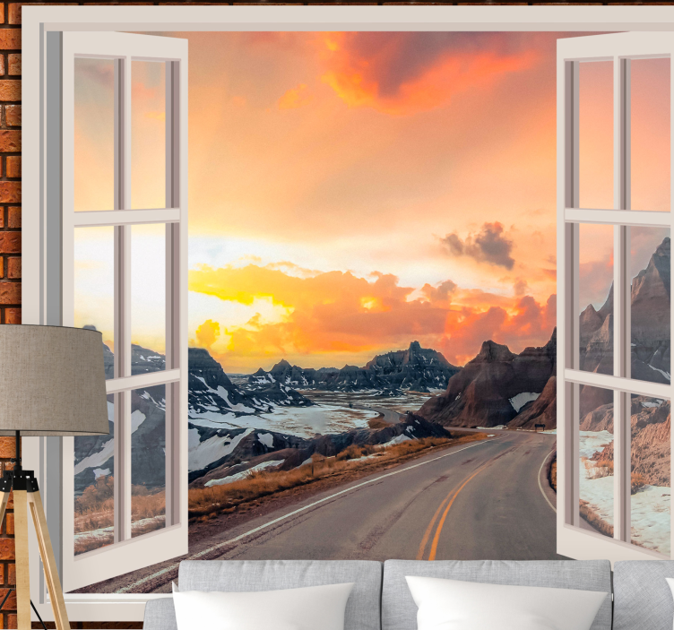 Landscape wall mural mountain dusk view - TenStickers