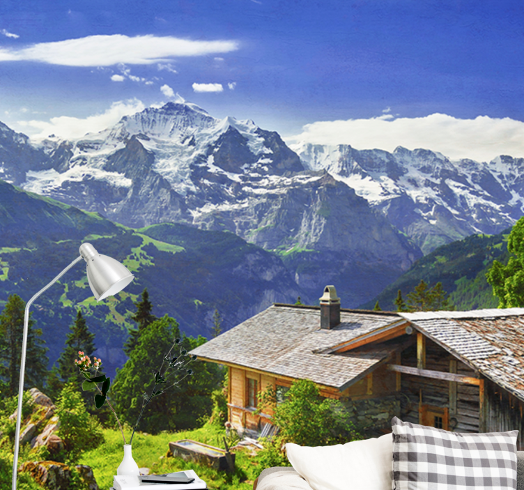 Landscape wall mural mountain retreat view - TenStickers