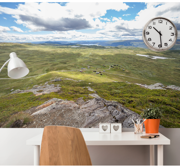 Landscape wall mural mountainous greenery scene - TenStickers