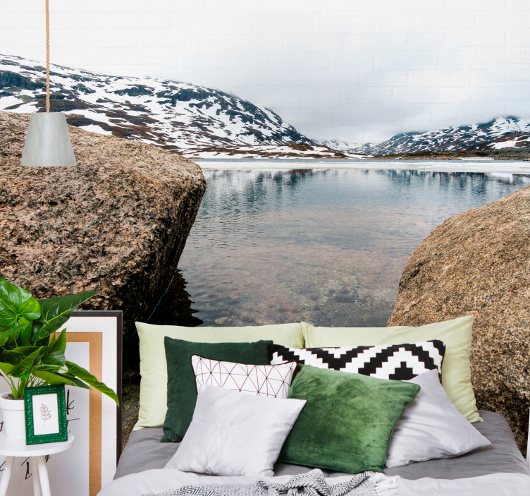 Landscape wall mural serene mountain echoes - TenStickers