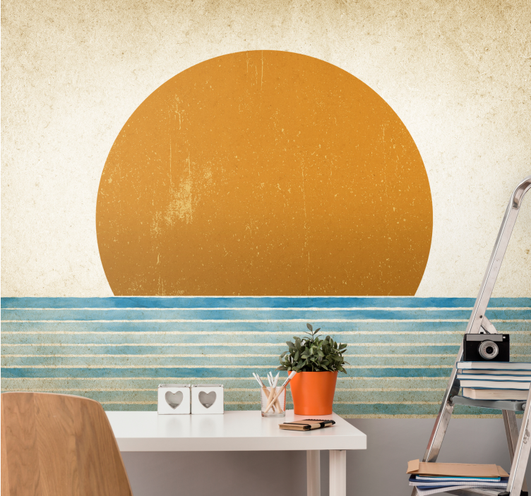 Landscape wall mural sunset over water - TenStickers