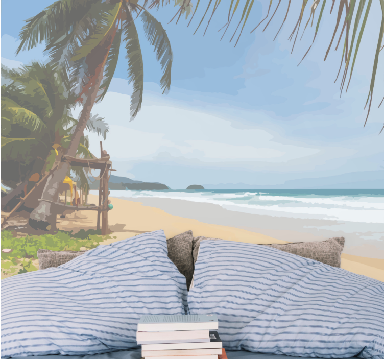 Landscape wall mural tropical shoreline scene - TenStickers