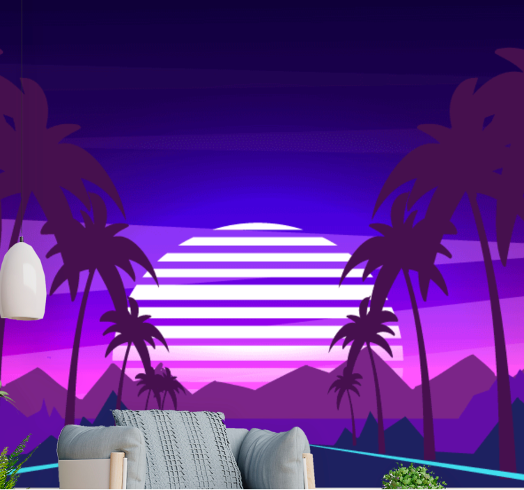Landscape wall mural tropical sunset getaway - TenStickers