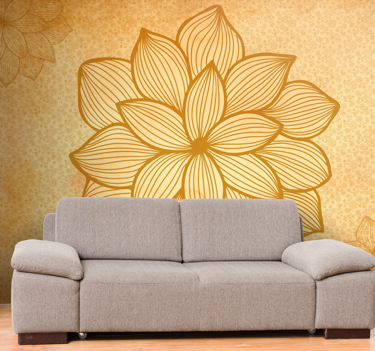 Living room wall mural large floral design - TenStickers
