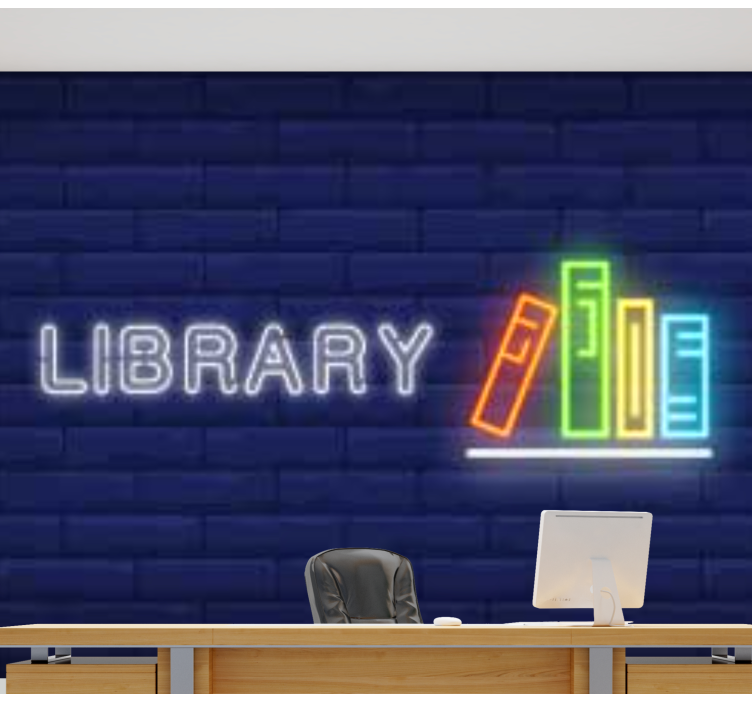 Library brick wall murals - TenStickers