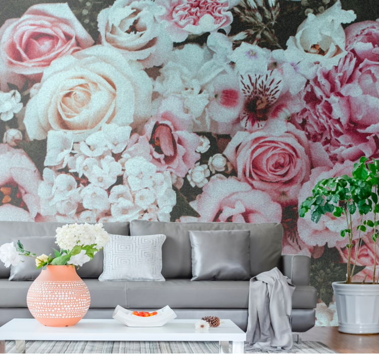 Light pink in different sizes rose wall mural - TenStickers