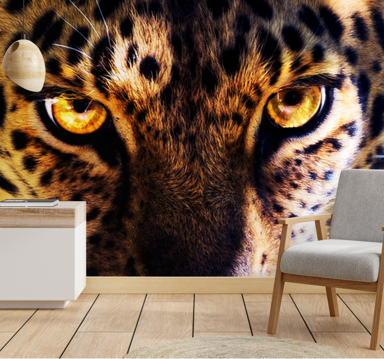 Lion wall mural majestic leopard gaze - TenStickers