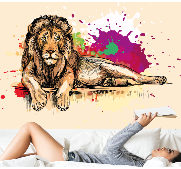 Lion wall mural majestic lion design - TenStickers