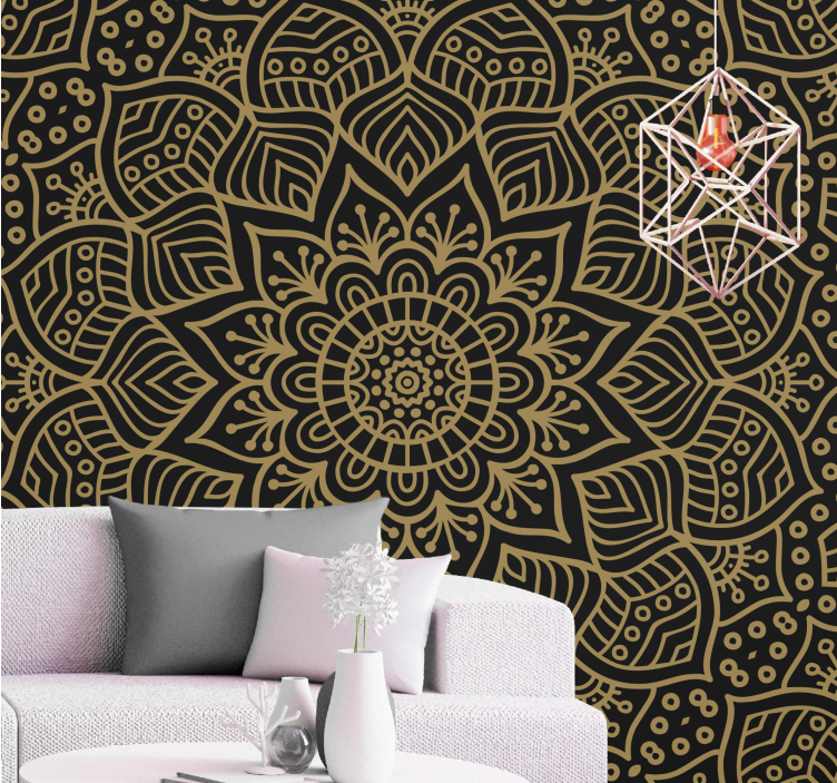 Mandala wall mural with detailed botanical design - TenStickers