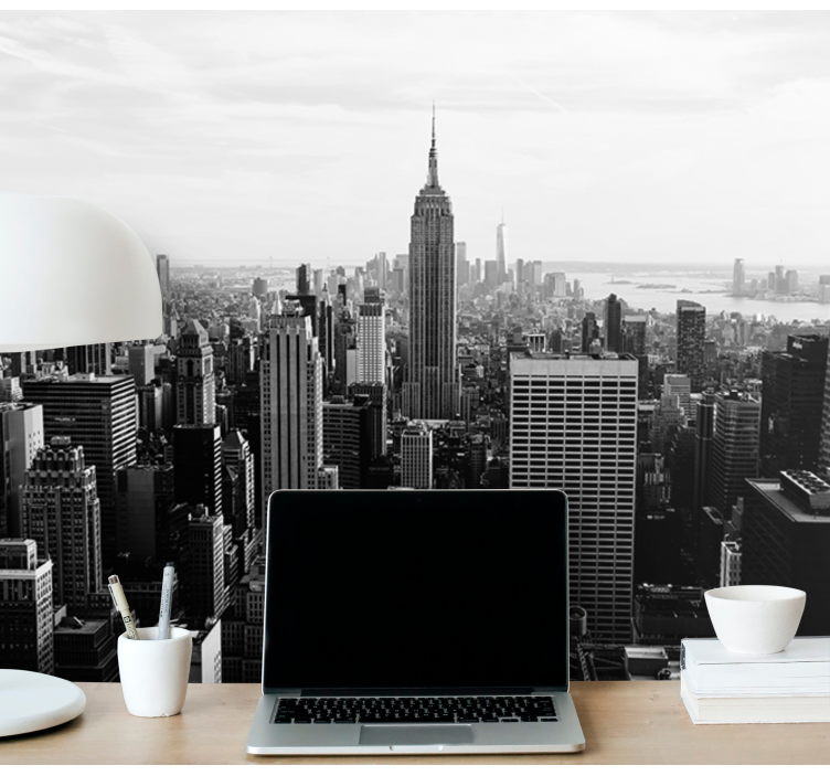 Manhattan from air black and white Wall Mural - TenStickers