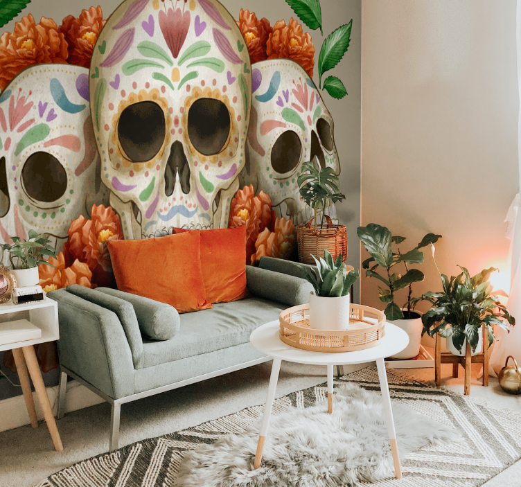 Mexican style skull wall mural - TenStickers
