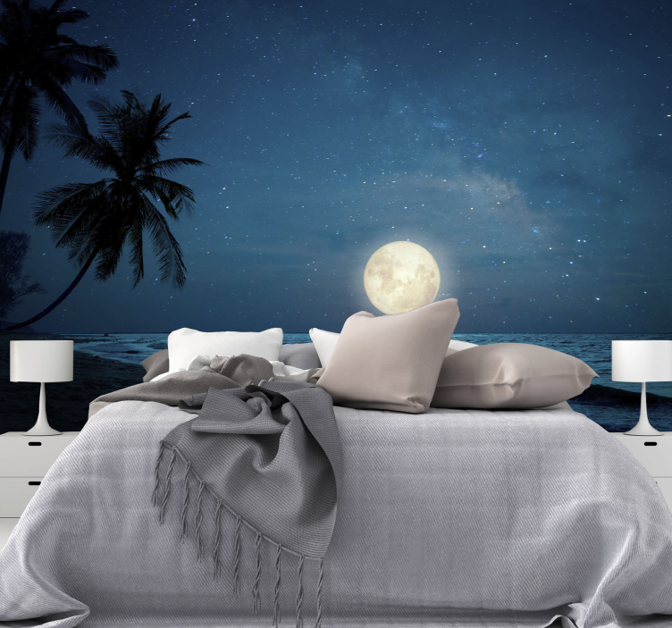 Moonlit Ocean Scene wall mural nature - TenStickers