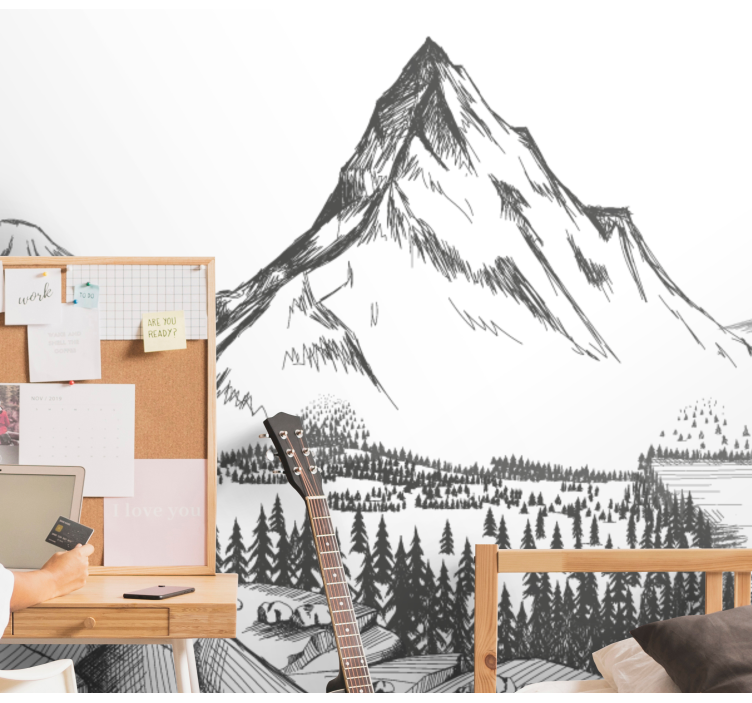 mountain peaks illustration Kids wall Murals - TenStickers