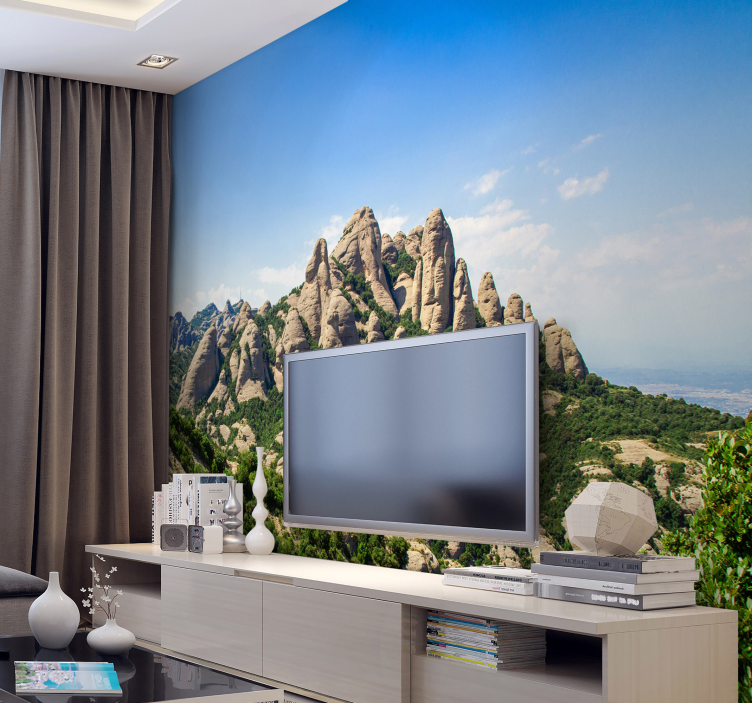 Mountainous Peaks View wall mural mountain - TenStickers