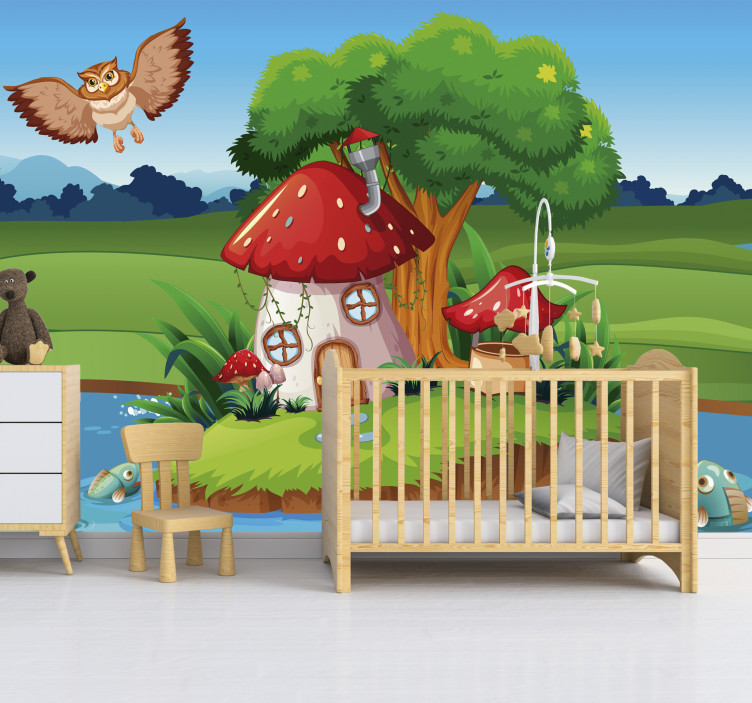 Mr Owl's home nursery wall mural - TenStickers