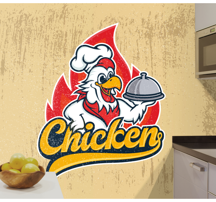 Music wall mural chef chicken platter - TenStickers