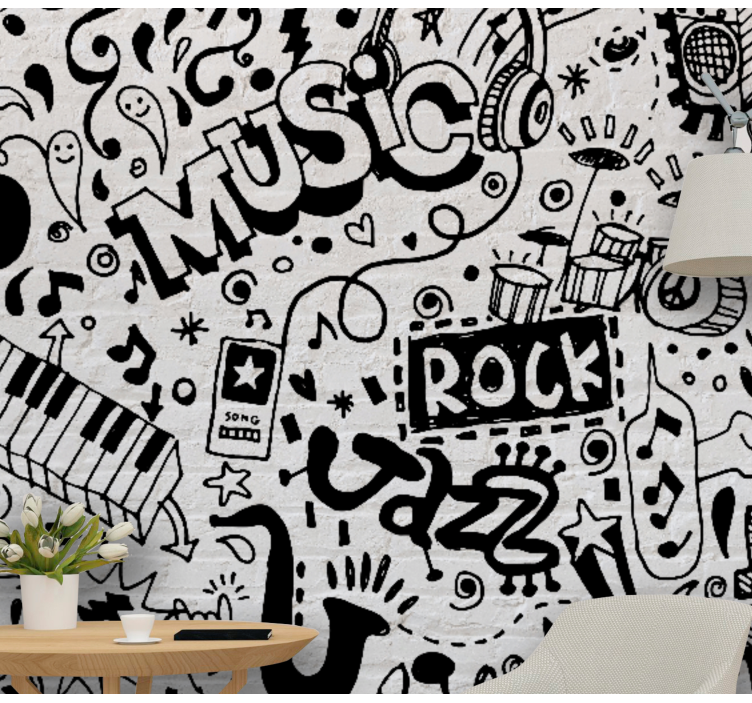 Music wall mural musical vibes artwork - TenStickers