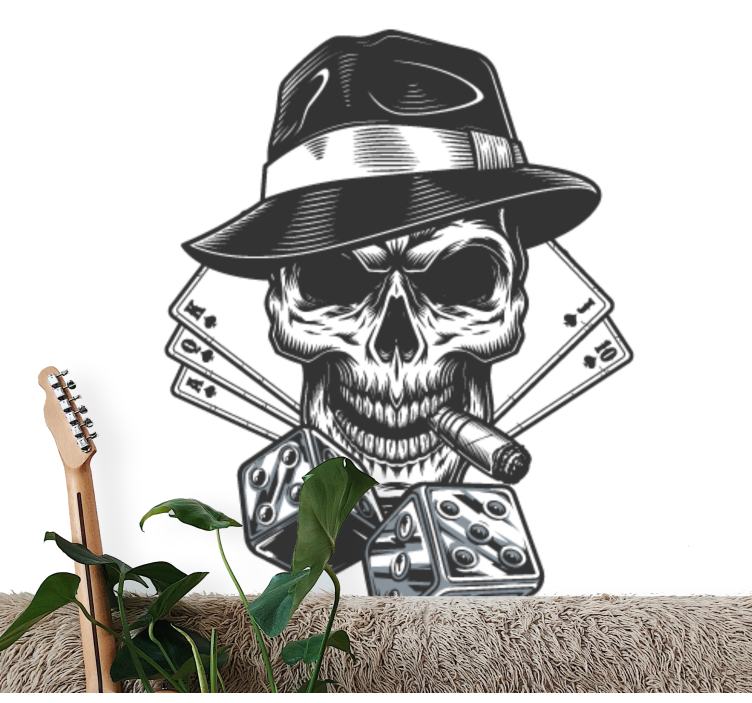 Music wall mural skull with dice - TenStickers