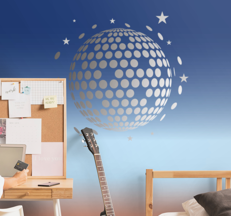 Music wall mural with disco ball pattern - TenStickers